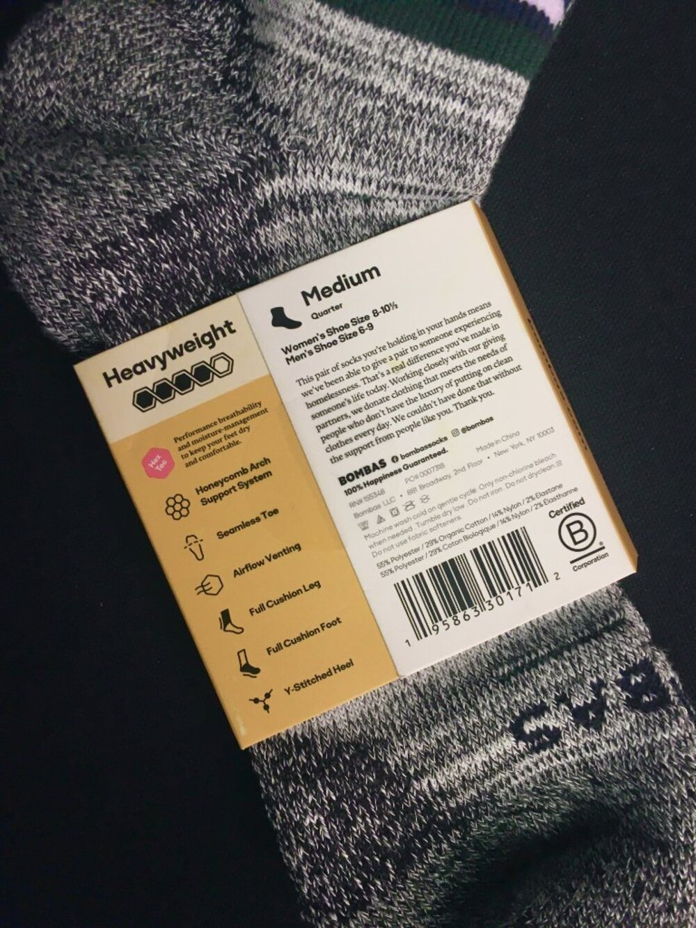 BOMBAS 2 Pairs Women's Cotton Blend Hiking Quarter Socks MEDIUM NWT - Picture 4 of 8